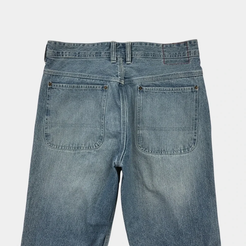 M. Gordon Jeans Mens Y2K 32x32 Light Wash Denim Carpenter Work Pants Straight